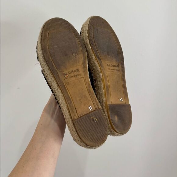 Alohas Crossed Black Leather Espadrilles - Picture 9 of 9